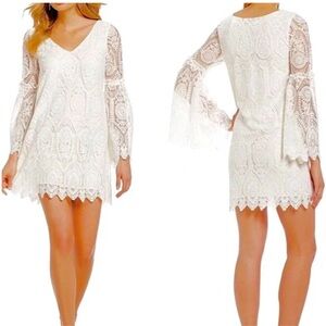 Cupcakes & Cashmere Davi Embroidered Lace Bell Sleeve Dress -Women's extra small